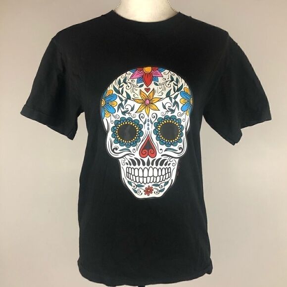 SUGAR SKULL DIA DE LOS MUERTOS T-SHIRT S - Picture 1 of 7